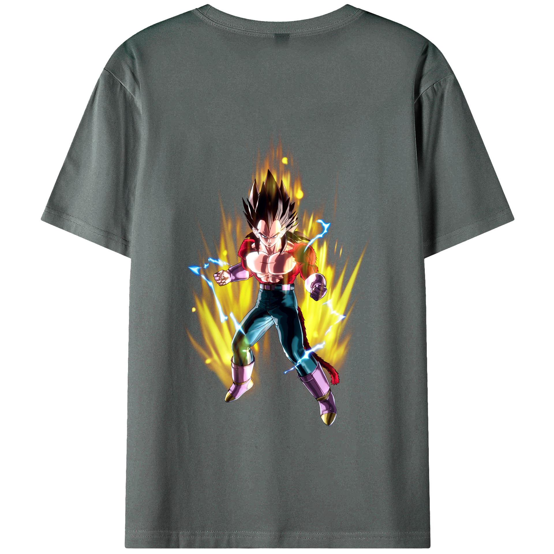 （画像用） ドラゴンボール ベジータ四世（Bejīta Yonsei）DRAGON BALL Vegeta IV 綿100％ メンズ半袖Tシャツ（バックプリント） 通気性